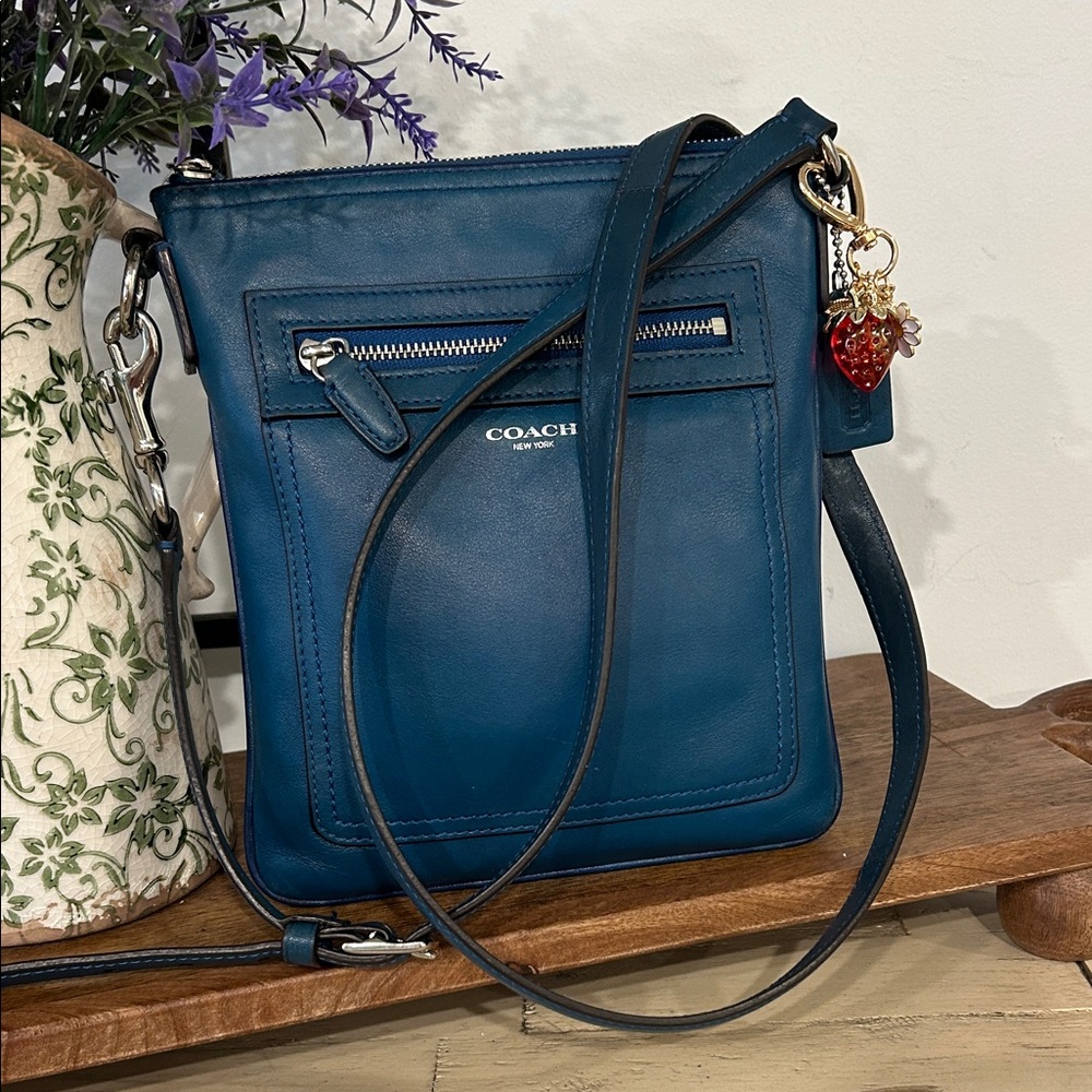Coach Teal Blue Leather Crossbody Bag